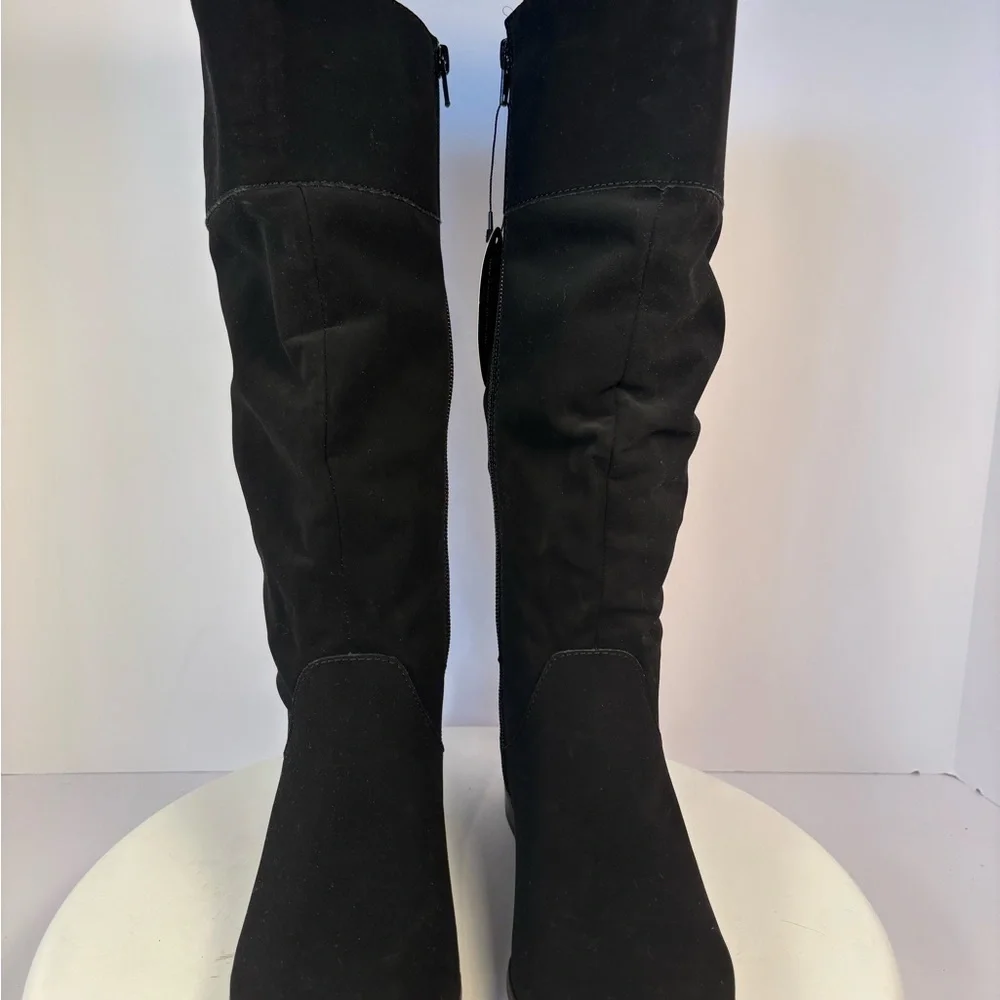 Black Faux Suede Zip Knee High boot Sz 5.5 New With Out Tag Cosplay Whimsigoth